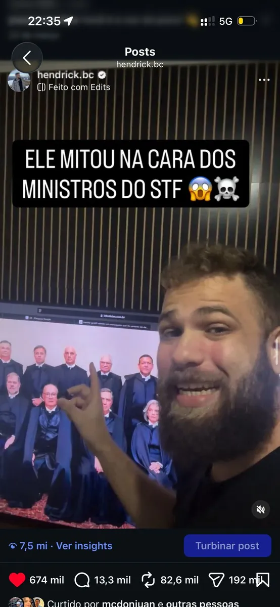 Reel viral gravado em casa — 7,5 mi de visualizações